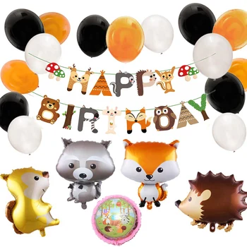 

Animal Theme Party Decoration Balloons Children's Birthday Party Animal Pull Flag Forest Animal Balloon Set Baby Show