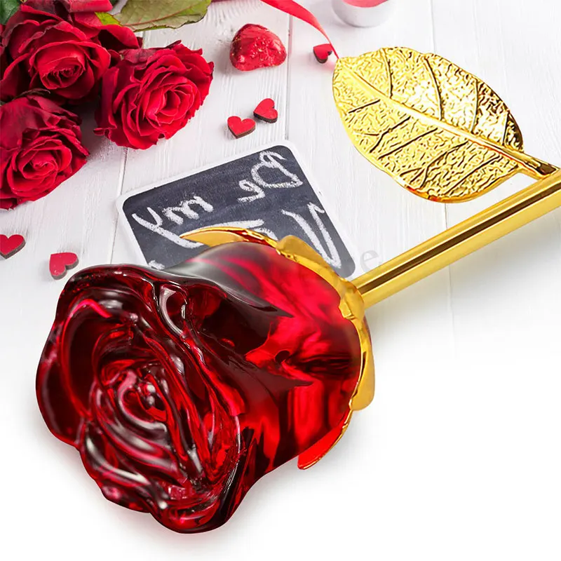 

Crystal Rose Dipped Flower Real Long Stem for Mother's Day Love Gift