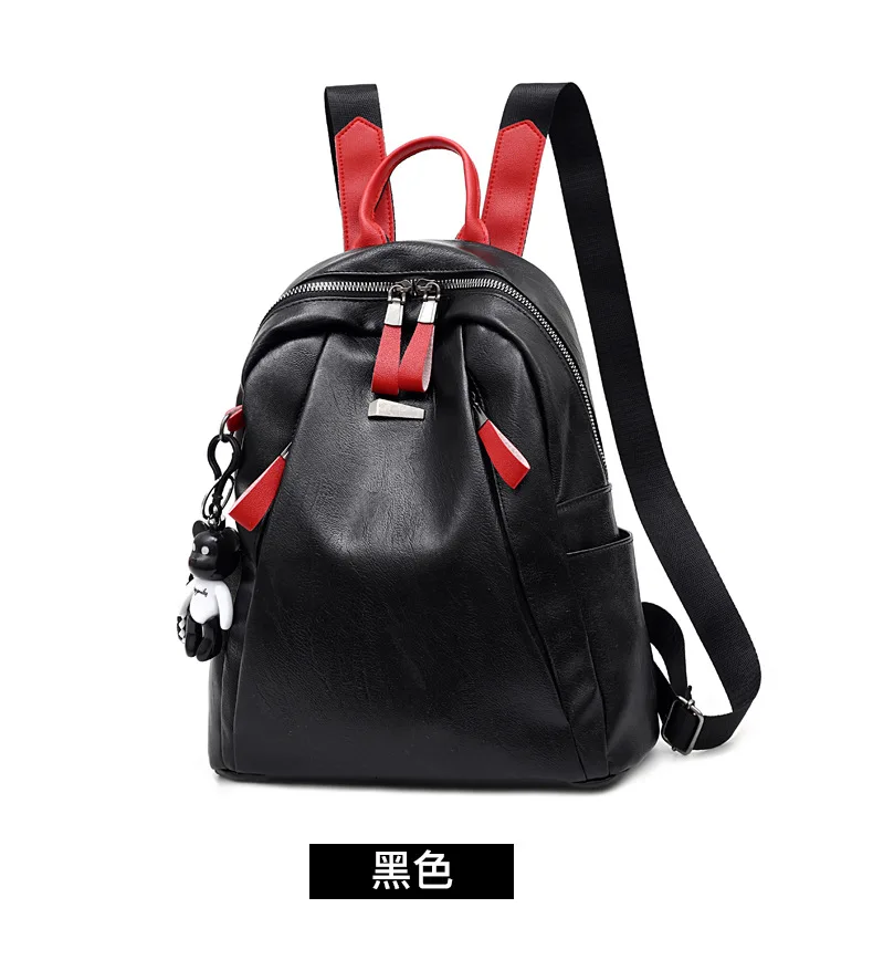 High Quality Soft Leather Backpack for Women 2019 New Fashion Black White Girls PU Rucksack Small Double Zipper Travel Backpacks (15)
