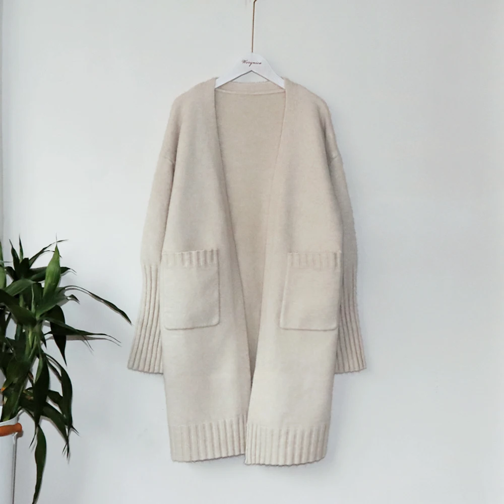 Werynica Белый Элегантный cashmer chaquetas mujer осенний зимний высококачественный Кардиган Женская одежда с карманами vadim