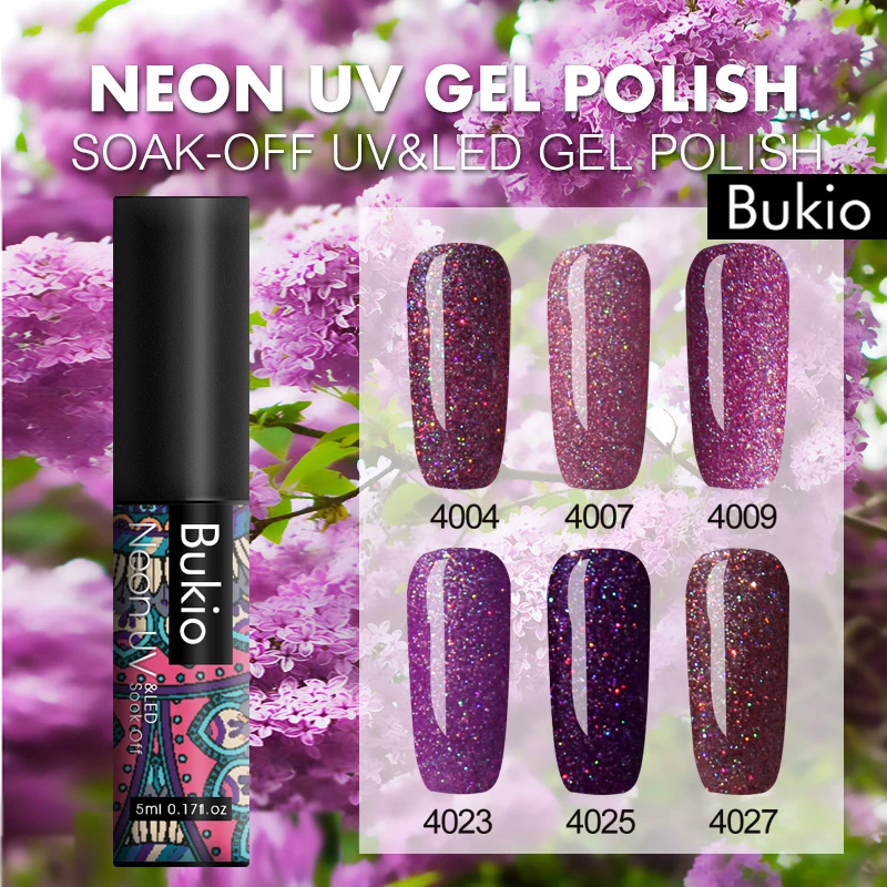 Bukio 1 бутылка 5 мл Цветной Гель-лак для ногтей мерцающие частицы Блестящие Блестки