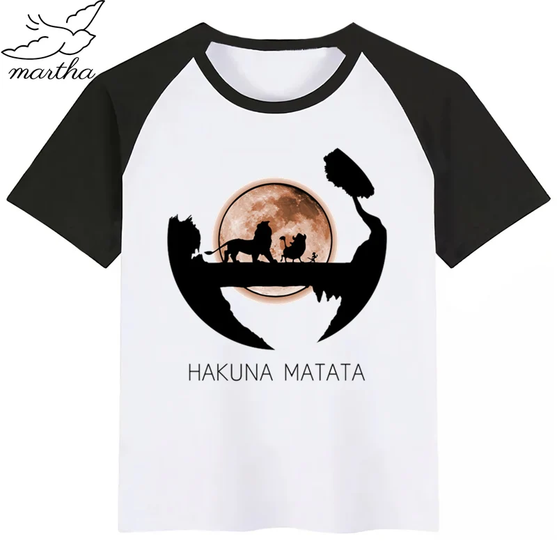 Детская футболка с изображением животных из мультфильма «Акуна MATATA»; детская забавная футболка с изображением короля льва; детские летние топы с короткими рукавами; одежда для малышей
