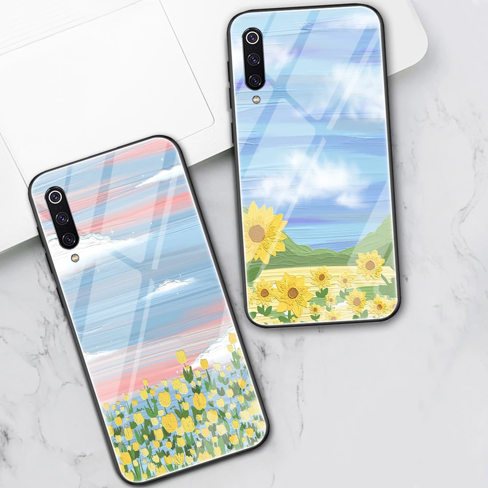 

Flowers Romantic Case For Xiaomi Redmi Note 8 9 7 6 Pro 8T K20 K30 Mi Note 10 9 T 8 Pro SE A3 A2 Lite 6X F1 Tempered Glass Back