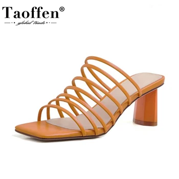 

Taoffen New Arrival Women Sandals Shoes Fashion Special Strange Heels Slippers High Heels Slip On Casual Shoes Women Size 33-40