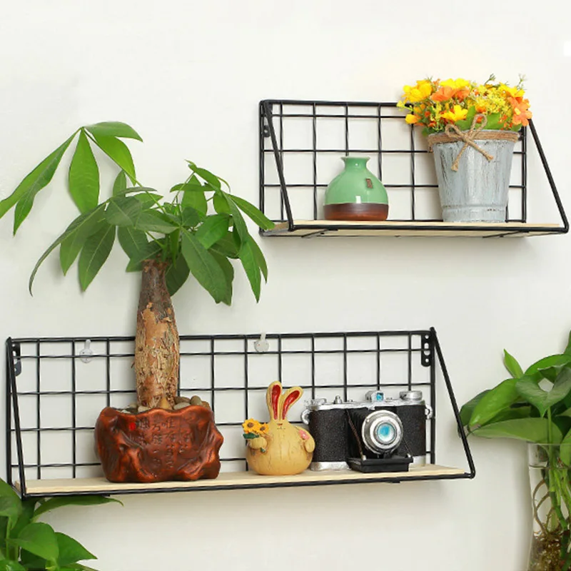  Hanging Rack Iron Frame Sundries Shelf for Wall Holder Display Storage Box Mesh Wire Metal Room Org