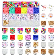 

6MM Flat Polymer Clay Alphabet Beads Box For DIY Bohemian Bracelets Jewelry Hand Making Accessories Discs Loose Slice Bead Kits