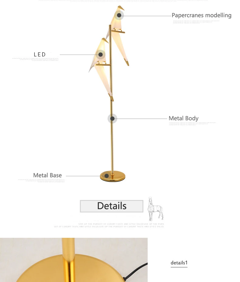 Креативная светодиодная птичья бумажная напольная лампа для домашнего декора, Современная Золотая стоящая лампа для гостиной, скандинавского кабинета, для чтения, прикроватные напольные светильники