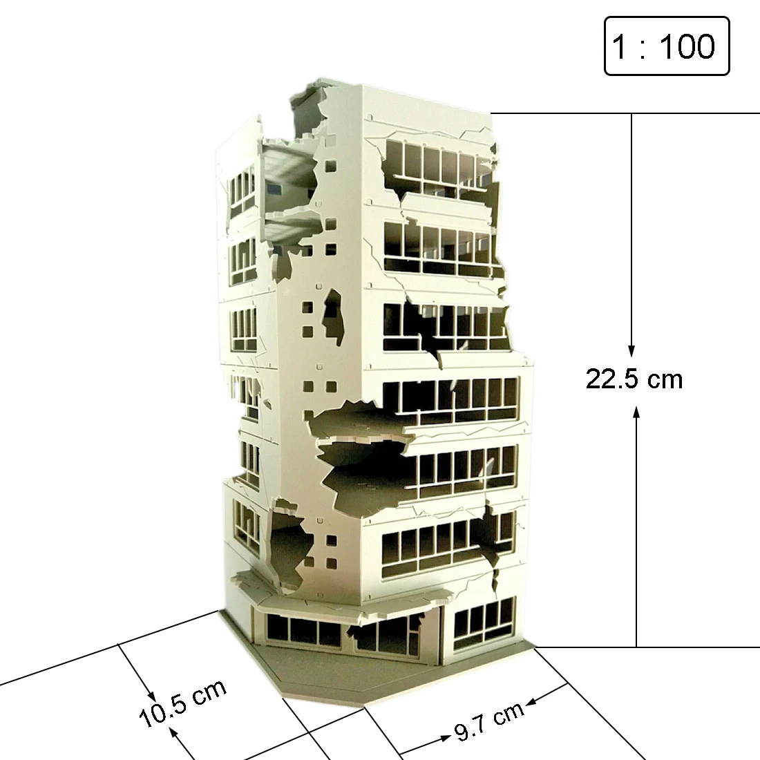 1:100/1:144 песочный стол разрушенная модель здания битва поврежденная модель здания для битвы поврежденная версия