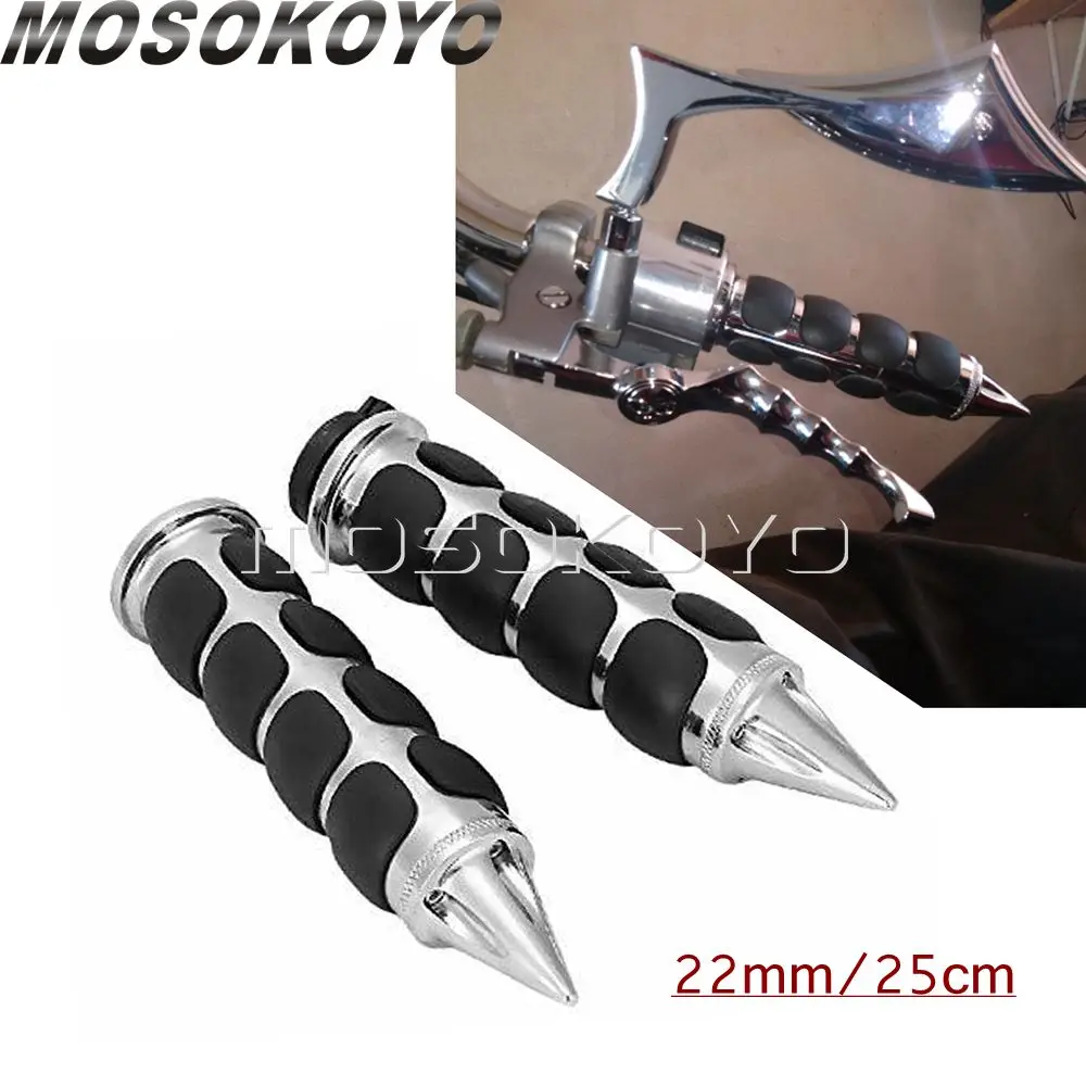 1 Pair Aluminum Motorcycle 22/25mm Universal Spike Hand Grips w/ Throttle For KAWASAKI HONDA Suzuki Boulevard M50 M90 M109R Boss |