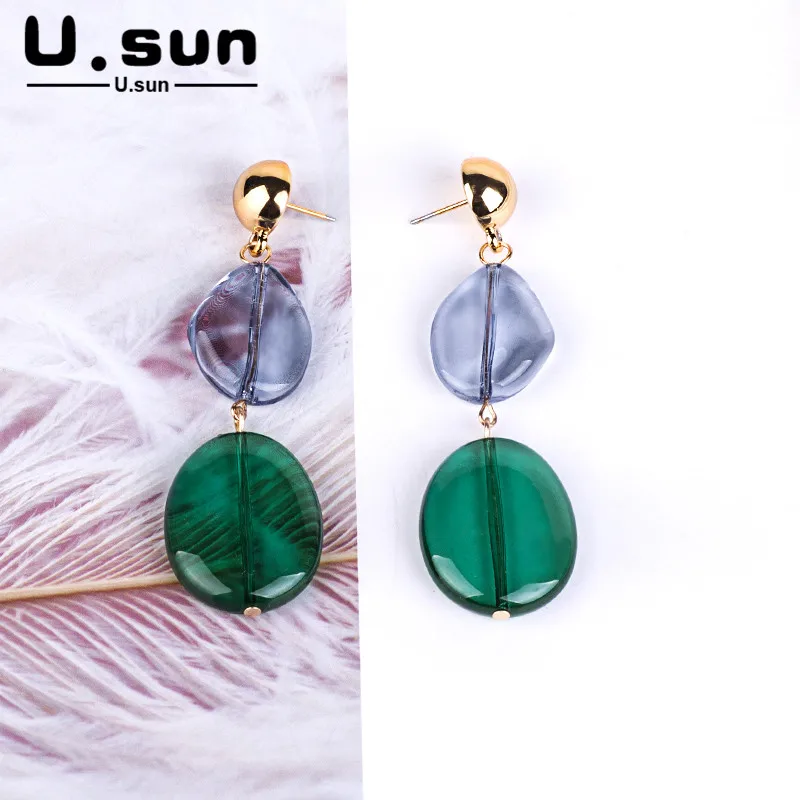 

Women Long Earrings Fashion Geometric Resin Drop Earrings For Ladies Vintage Charm Acrylic Dangle Jewelry Statement Trendy Gift