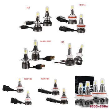 

Car Led Headlight High/Low Beam Kit 6500K 12000Lm Headlamp Kit COB Leds chips Mini Led Fog Lights 9005+9006 4 Bulbs