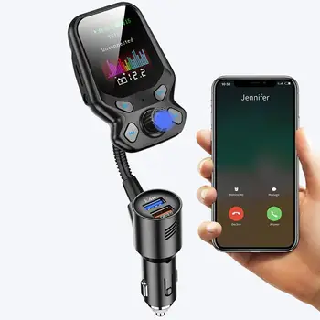 

FM Transmitter Adapter Dual Usb Port Charger And Lcd Display 5.0 Fast Charging Built-in Microphone FM Transmitter Adapter