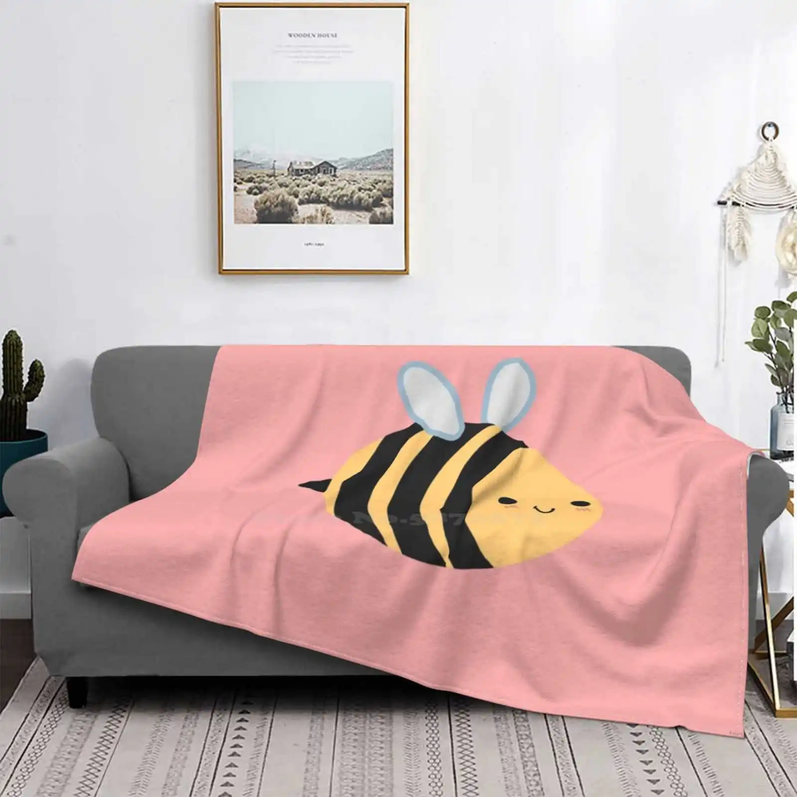 Happy Bee Creative Design Light Thin Soft Flanella Coperta Bee Cute Bee Chubby Bee Blushing Bee Bee Bee Bee Bee Bee Bee Design