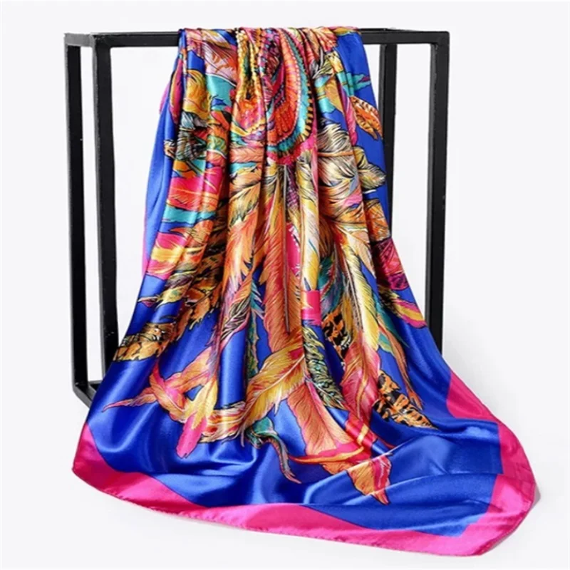 Шелковые шарфы Foulard 90*90 см квадратная голова хиджаб шарф Женский шифон шаль Бандана обертывание глушитель парео - Цвет: 11