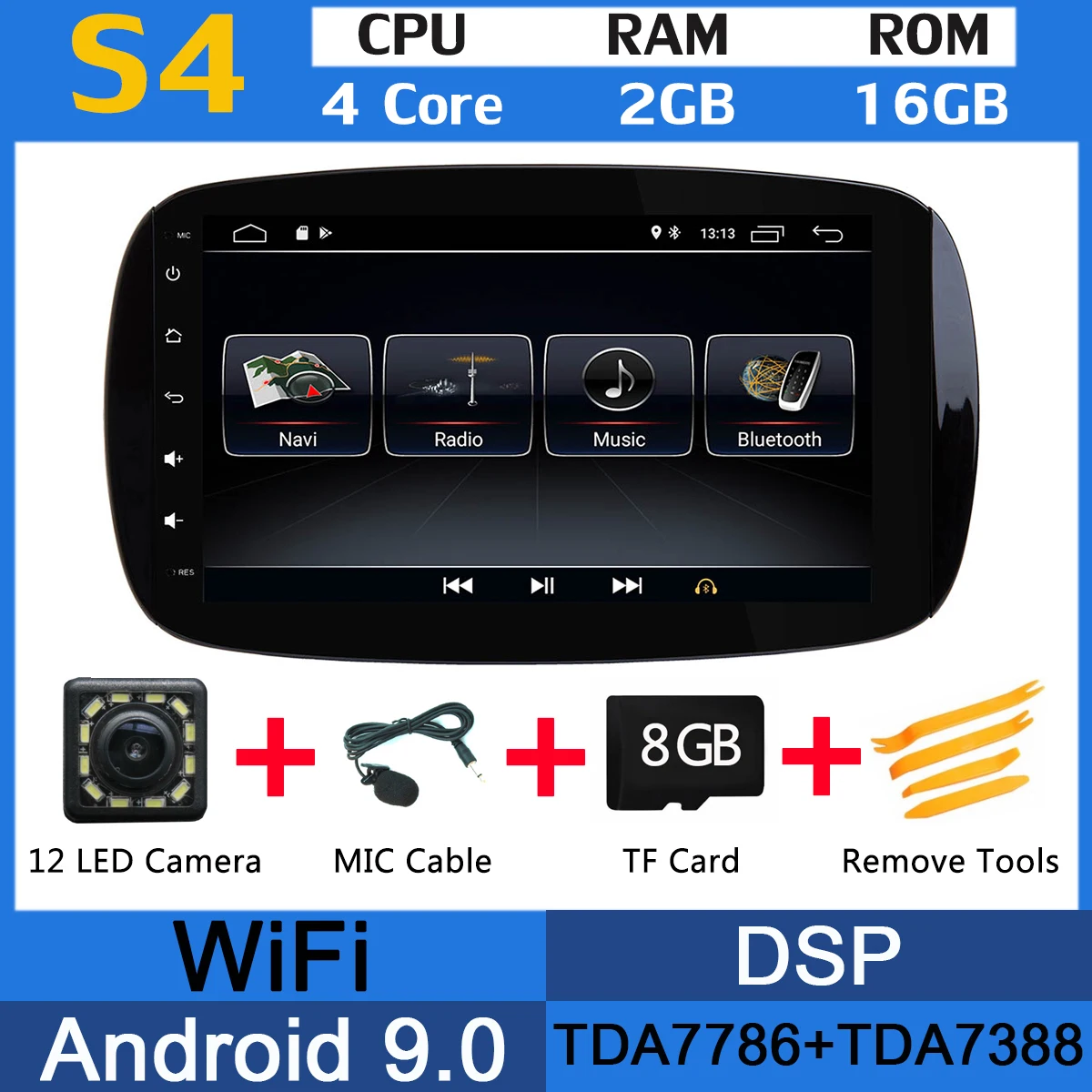 " Android 9,0 PX6 4G+ 64G Автомобильный мультимедийный радиоприемник CarPlay gps DSP плеер для Mercedes Benz Smart Fortwo - Цвет: MTK