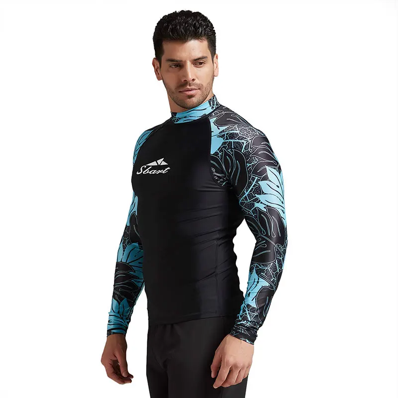 Men's Rash Guard Shirt, UV Sun Protection, Long Sleeve Top, Skins Tee, Compression Base Layer, Wetsuit, Printed Surf, Swim Dive