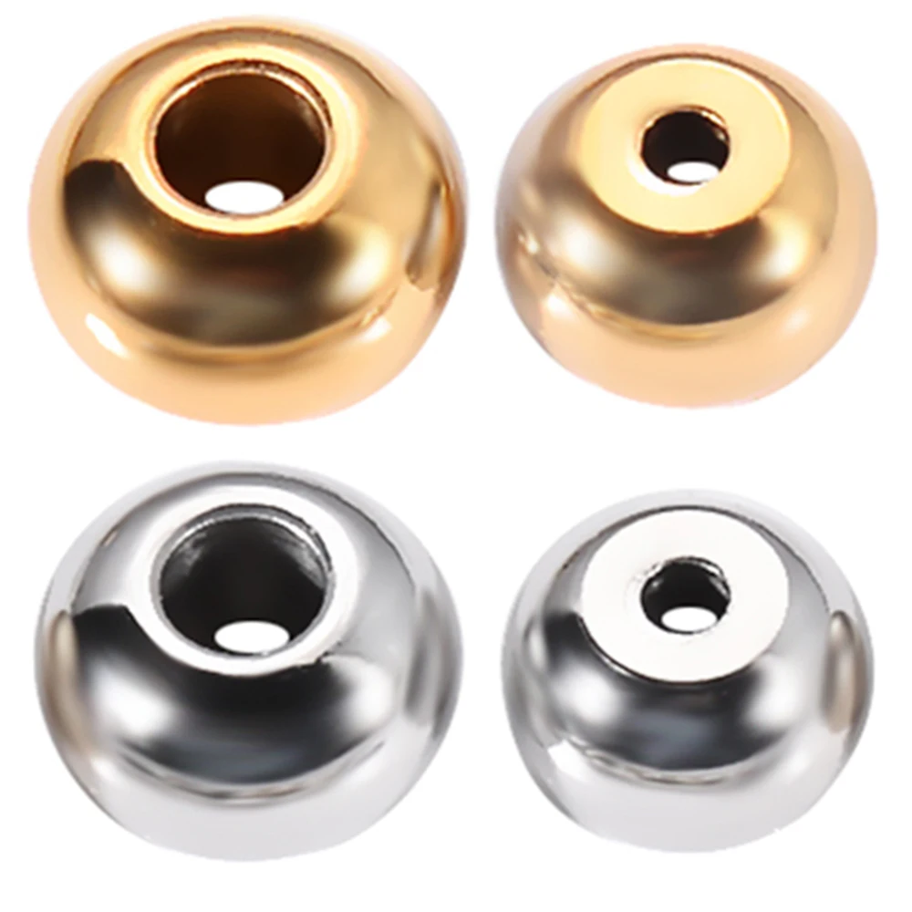

30pcs/Lot Stainless Steel Gold Silver Tone Spacers Beads Round Charm Loose DIY Necklace Bracelets Beads for Jewelry Making