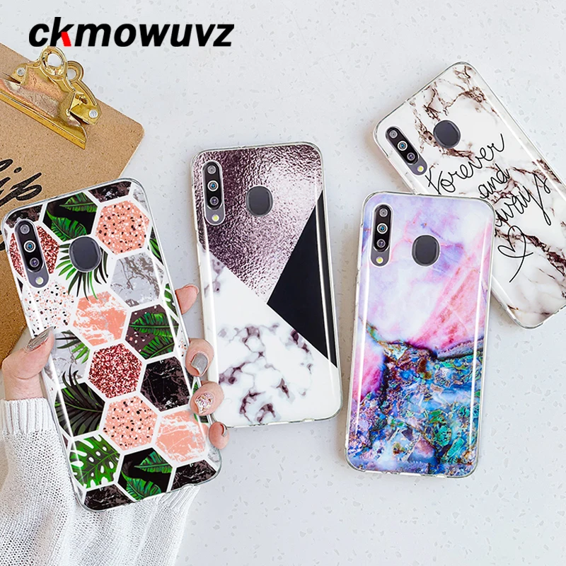 Soft TPU Silicone Case For Samsung Galaxy M10 M20 M30 A20 A20E A30 A40 A50 A60 A70 Back Cover on Art Marble Leaf Phone Coque | Мобильные