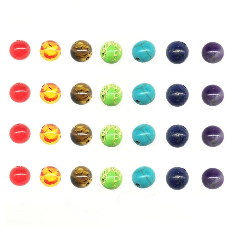 

7 Chakra 8mm Natural Stone Beads Round Tiger Eye Bracelet Charms Loose Spacer Beads For DIY Handmade Jewelry Making Materials