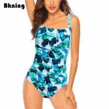 2020 Vintage One Piece Swimsuit Women Swimwear Leaf Print 1 Piece Swim Suit Strapless Bathing Suits Plus Size Monokini 11 Colors