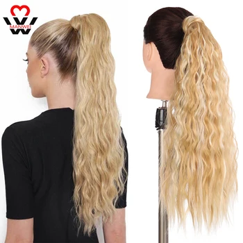

MANWEI Synthetic 24inch Drawstring Curly Ponytail Pure Color Alita Heat Resistant Hair Extensions With