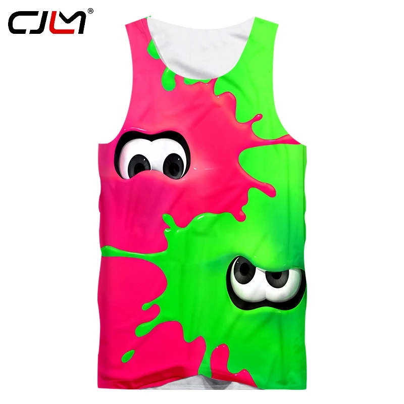 CJLM Tank Top Male Fashion 3D Vest Printing Cartoon Red-green Eyes Summer Leisure Big Size Fitness Tops Unisex Clothing | Мужская одежда
