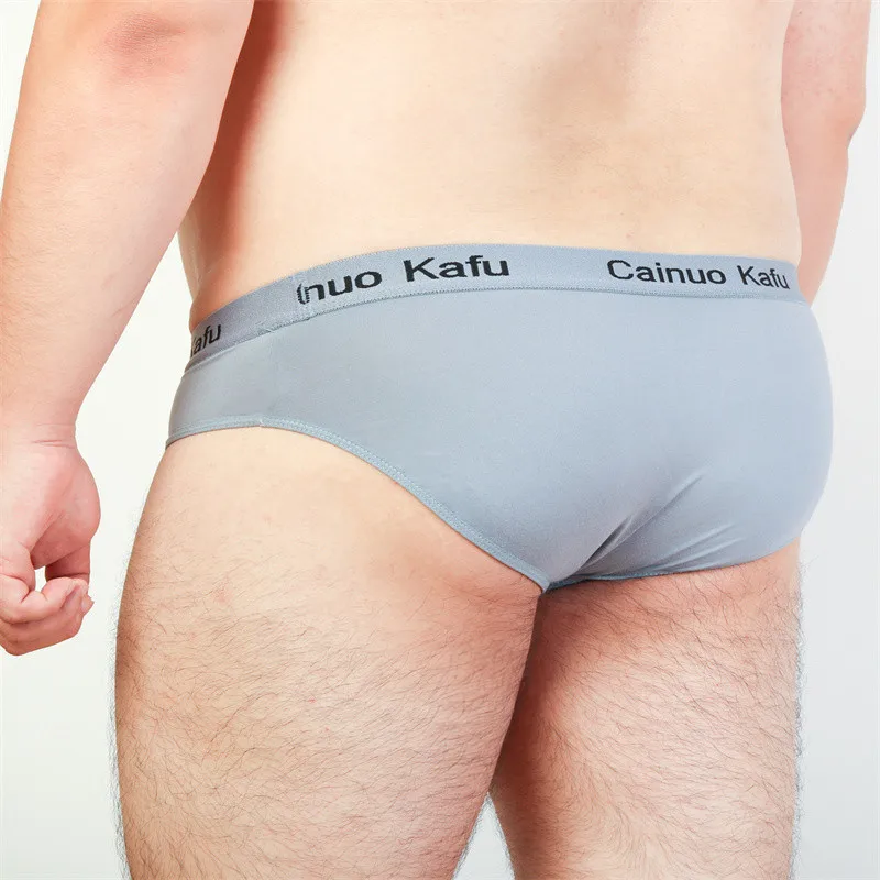 4 PCS/LOT Male Bamboo Fiber Underwear Men's Sexy Briefs Bikini Underpants Navy/Black/Light Blue/Red/Light Gray/Dark Gray L - 7XL 2
