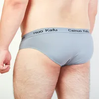 4 PCS/LOT Male Bamboo Fiber Underwear Men's Sexy Briefs Bikini Underpants Navy/Black/Light Blue/Red/Light Gray/Dark Gray L - 7XL 2