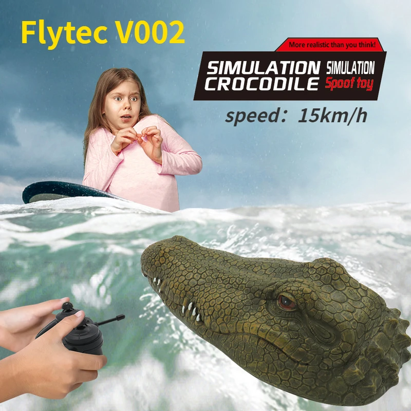 2,4G Flytec V002 радиоуправляемая лодка с дистанционным управлением, электрическая гоночная лодка для бассейнов с имитацией головы крокодила, пародия, радиоуправляемый корабль, игрушка