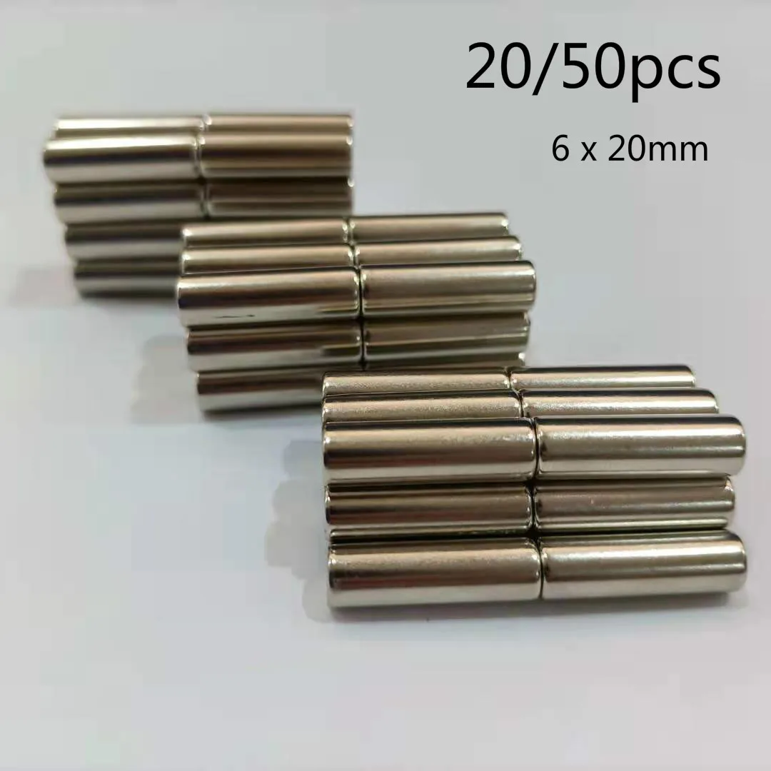 20/50pcs 6 x 20 mm Round Neodymium Magnets  Magnet Disc 6 x 20 mm Strong Cylinder Rare Earth Magnet