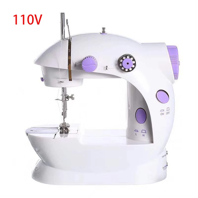 US plug 110V Новая Горячая DIY электрическая бытовая мини-швейная машина 110/220 В регулировка скорости с светильник многофункциональная ручная швейная машина - Цвет: US plug 110V