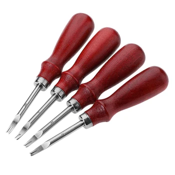 

GTBL 1 Set 4Pcs Diy Chamfering Trimming Knife Leather Carving Tool Skiving Edge Cutting Tool Kit