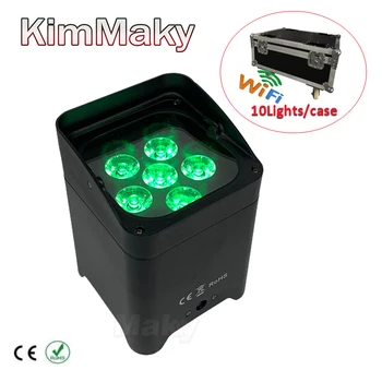 

10light/case battery powered wireless dmx led lights RGBWA UV 6IN1 LED Par Light 6x18w Wireless DMX Battery Power led up light