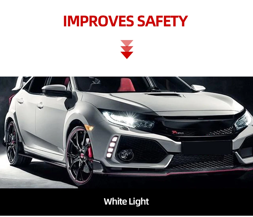 Автомобильные мигающие 2 шт. DRL для Honda Civic type R светодиодные дневные ходовые огни желтый указатель поворота ABS водонепроницаемый