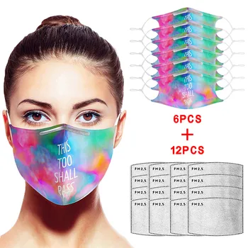 

1/6PC Mouth Mask With 4/12 PCS Filters Windbreak Seamless Quick-drying Pollution-proof Dustproof Keep Face sheild Mascherina