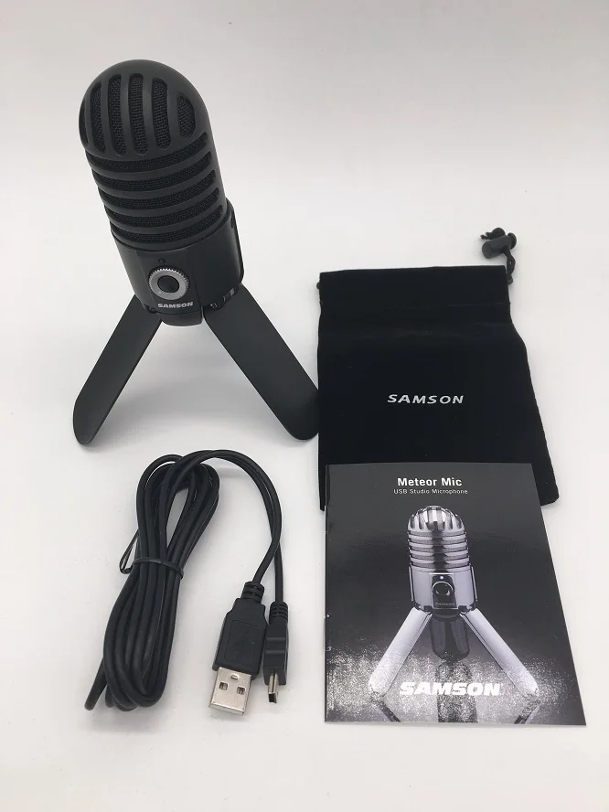 black no retail box Samson Meteor Mic Studio recording конденсаторный микрофон Складная Задняя ножка с usb-кабелем сумка для переноски компьютера - Цвет: black no retail box