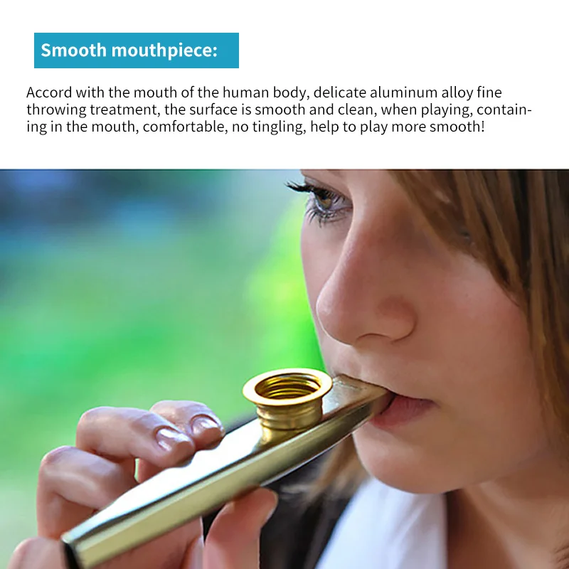 Metal Kazoo Lightweight Portable For Beginner Flute Instrument Music Lovers Woodwind Simple Design |