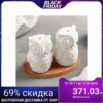 

Set for spices "Owls", 2 pcs: salt and pepper shaker, on a stand
