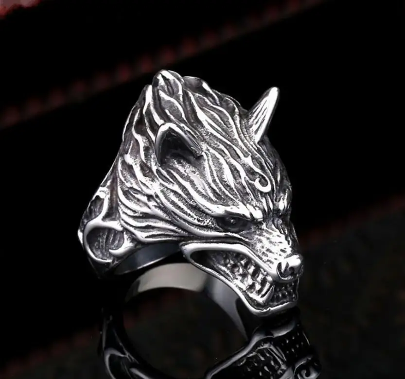 Модная властная личность кольцо в виде головы волка унисекс из нержавеющей стали король-Волк кольцо креативный простой волк кольцо