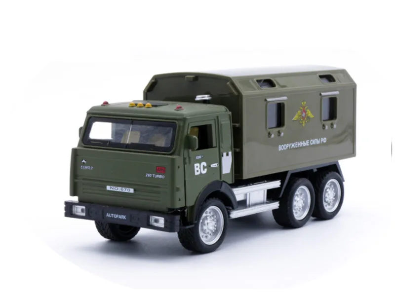 1/32 русский КАМАЗа Военная миниатюрная Игрушечная модель грузовика автомобиля литой под давлением звуковой светильник вытяжные игрушки для детей