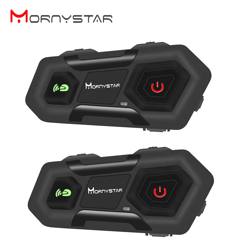 

2pcs Mornystar M2 1600m Motorcycle Helmet Intercom Group 3 Rider Helmet Bluetooth Headset Waterproof Handsfree Interphone Moto