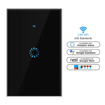 

Wifi Smart Light Switch Glass Screen Touch Panel Voice Control Wireless Wall Switches Remote with Alexa Google Home 1/2/3/4 Gang