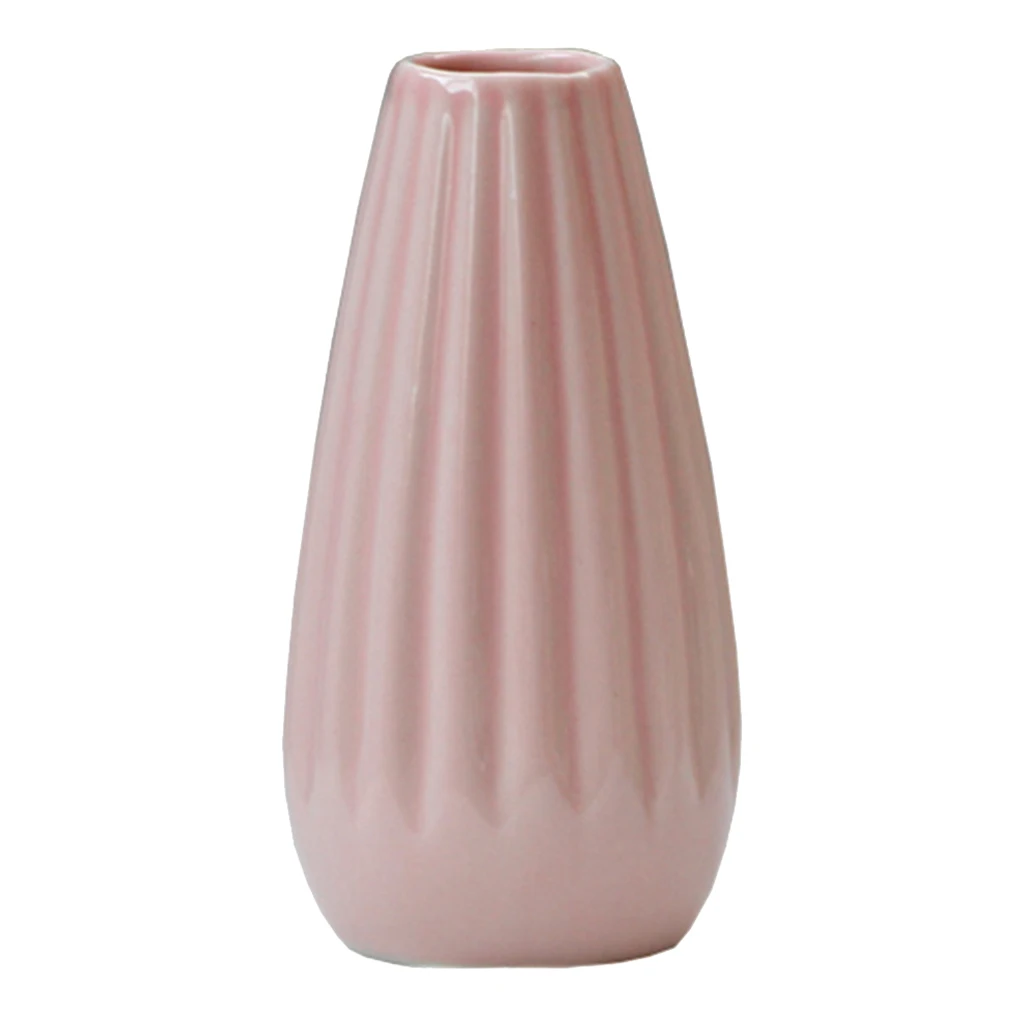 Home Garden Ceramic Mini Vase Stripe Planter Pot Ornaments Decor Decoration