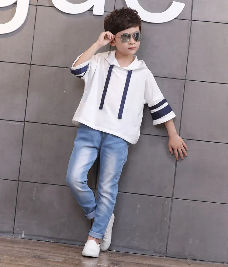 2019 новые модные брюки на четыре сезона джинсы для мальчиков детские штаны