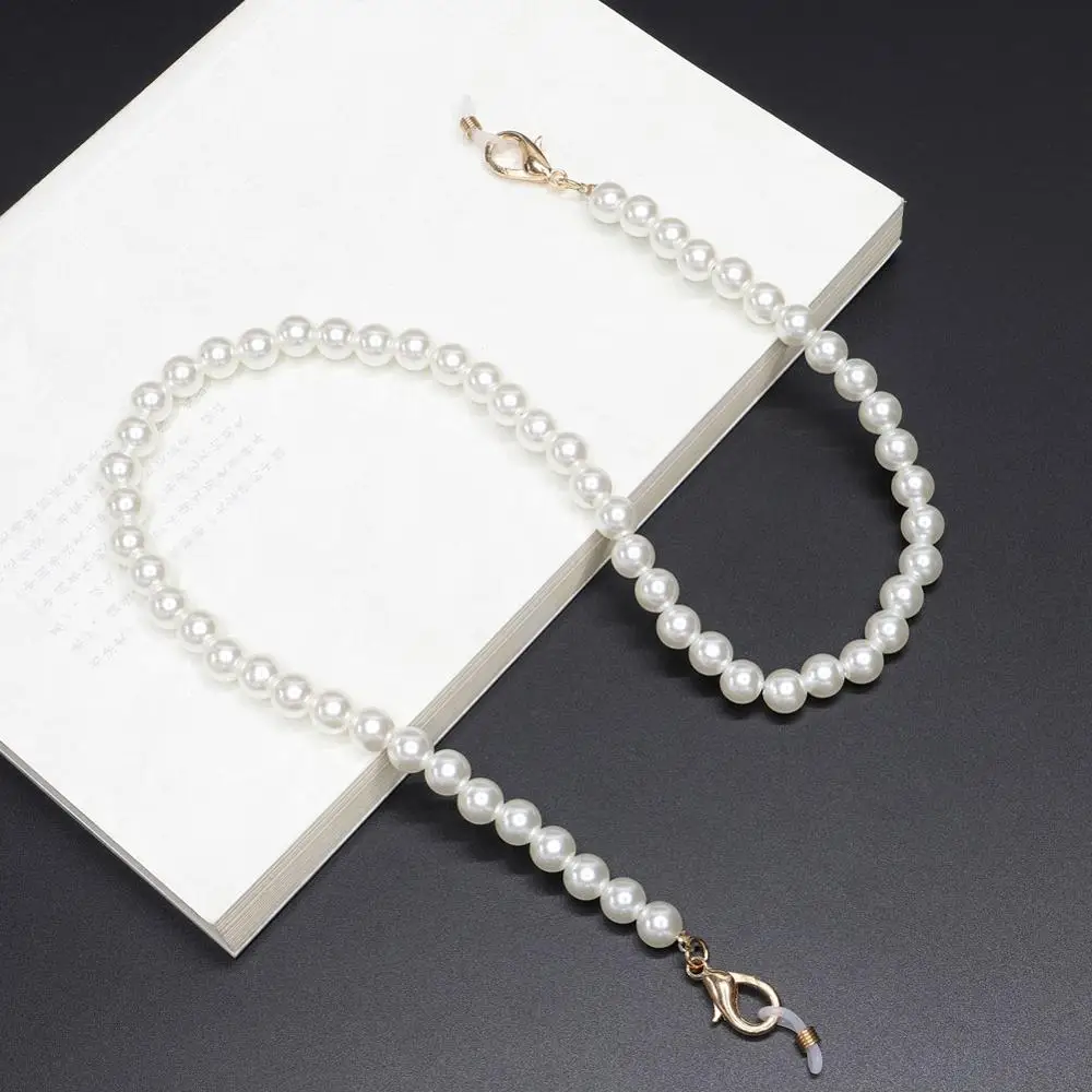 Белый искусственный жемчуг бисером солнцезащитные очки цепочка для очков для чтения шнурок для очков держатель очки веревка