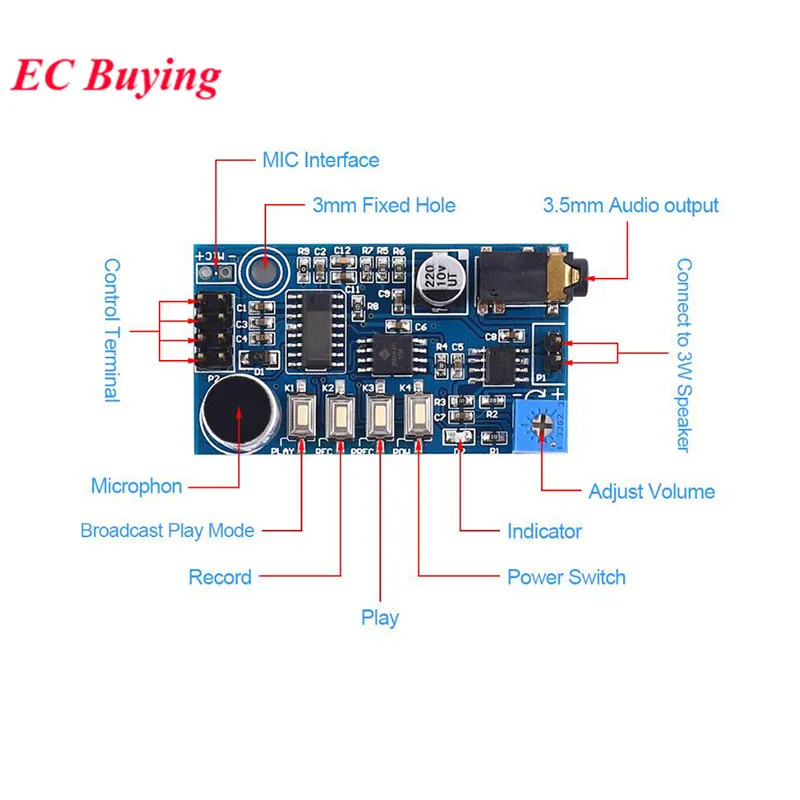 2Pcs/1pc YS-SR1 Sound Sprach Aufnahme Modul DC 5V Laut Öffentlichen Stimme Wiedergabe Lautsprecher Megaphon ersetzen ISD1820 HLK-V20 – Detail 2