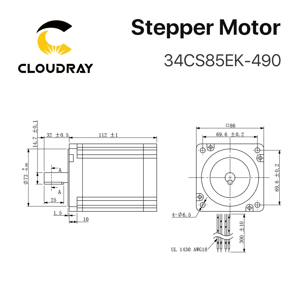 Nema 34 스테퍼 모터, CNC 조각 밀링 기계용 4-리드 케이블 스테퍼 모터, 86mm, 8.5N.m, 4.9A(34CS85EK-490)