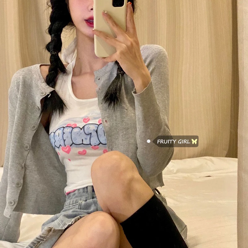 Модный облегающий жилет с лямкой на шее в Корейском стиле Ins для девушек