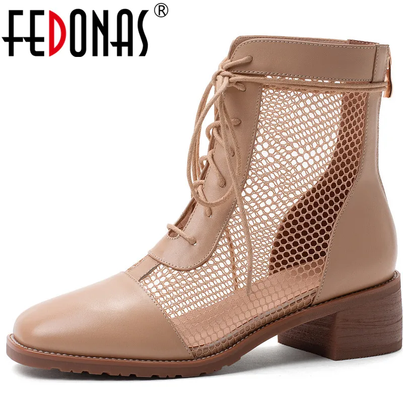 

FEDONAS New Women Pumps Butterfly Knot Cow Leather Thick Heels 2020 Fashion Back Zipper Retro Shoes Spring Summer Shoes Woman