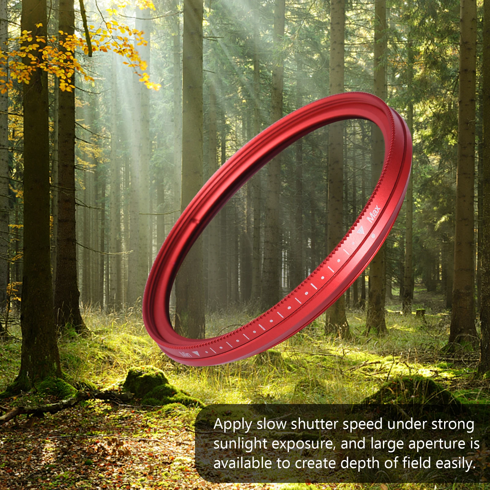 58mm 62mm 67mm 72mm 77mm 82mm Slim ND Fader Variable Filter Neutral Density ND2 to ND400 Red for Canon Nikon DSLR Camera
